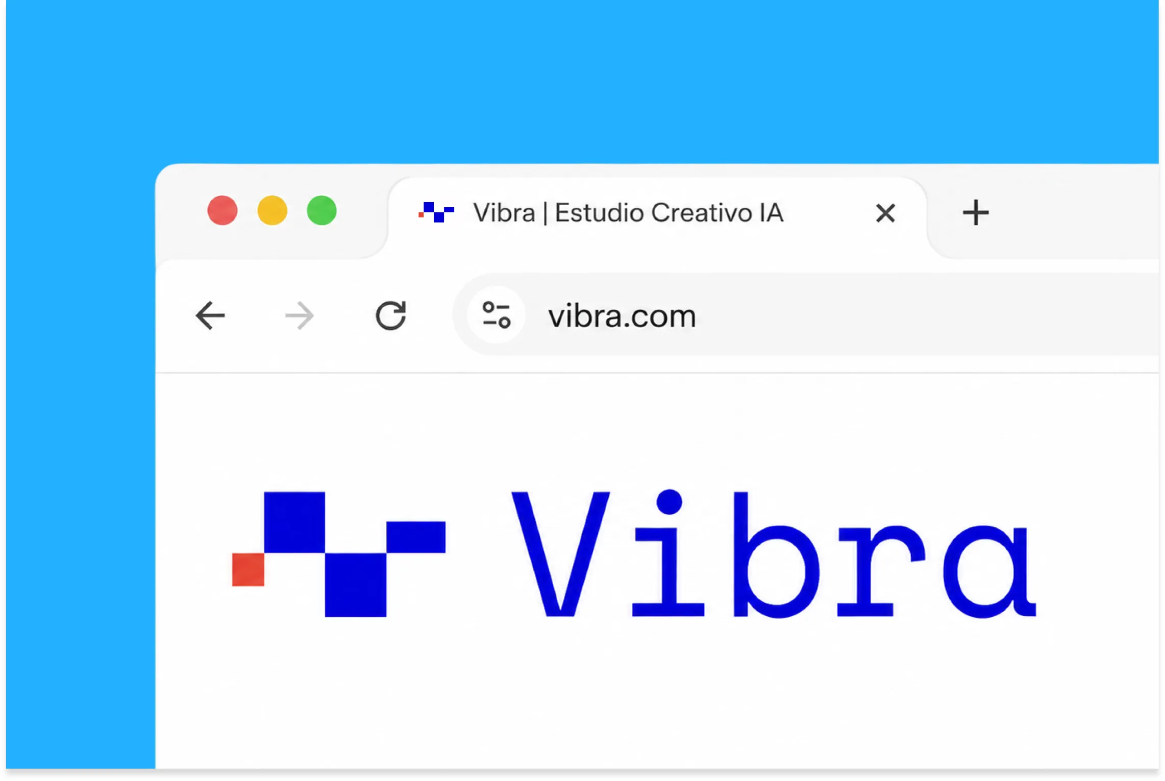 El sitio de Vibra abierto en el navegador, con el logotipo azul sobre un fondo celeste