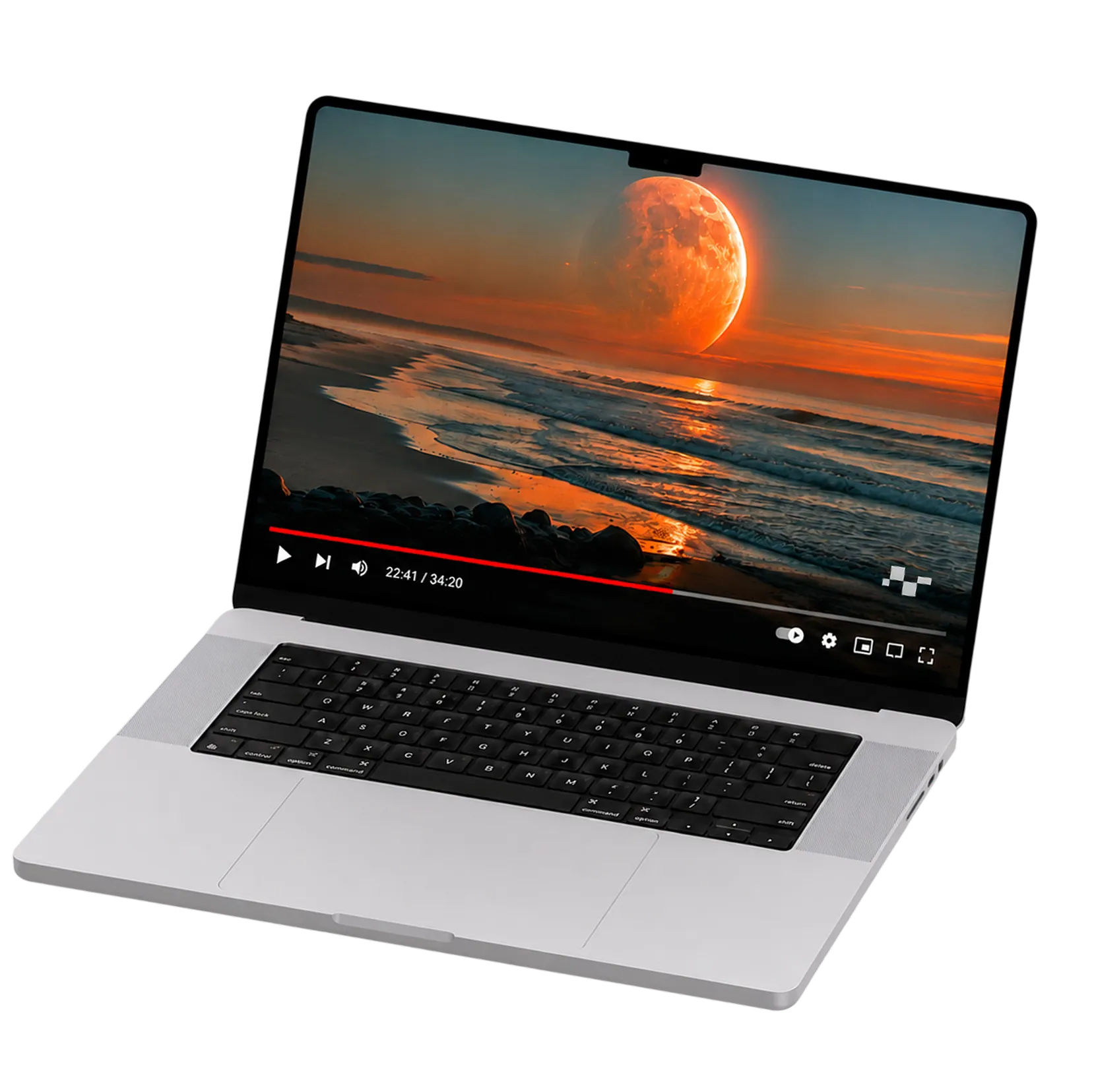 Un video de Vibra reproduciéndose en una laptop, con el isotipo fijo en la esquina del reproductor